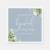 Greenery Floral Elegant Dusty Blue Brautparty Serviette (Vorderseite)