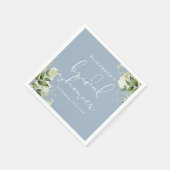 Greenery Floral Elegant Dusty Blue Brautparty Serviette (Ecke)