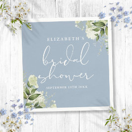 Greenery Floral Elegant Dusty Blue Brautparty Serviette