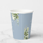 Greenery Floral Elegant Dusty Blue Wedding Pappbecher (Rechts)
