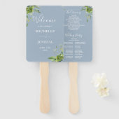 Greenery Floral Elegant Dusty Blue Wedding Program Fächer (Vorne und Hinten)