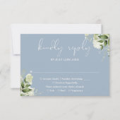 Greenery Floral Elegant Dusty Blue Wedding RSVP Karte (Vorderseite)