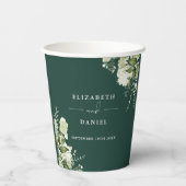 Greenery Floral Elegant Emerald Wedding Pappbecher (Rückseite)