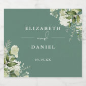 Greenery Floral Elegant Eukalyptus Green Wedding Schaumweinetikett (Einzelnes Label)