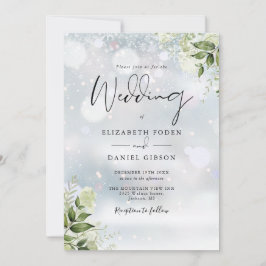 Greenery Floral Elegant Monogram Winter Wedding Einladung