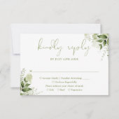 Greenery Floral Elegant Moss Green Wedding RSVP Karte (Vorderseite)