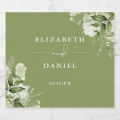 Greenery Floral Elegant Moss Green Wedding Schaumweinetikett (Einzelnes Label)