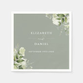 Greenery Floral Elegant Sage Green Wedding Serviette (Vorderseite)