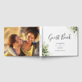 Greenery Floral Elegant Script Photo Wedding Gästebuch (Voll)