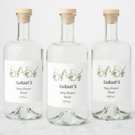 Greenery Floral Elegant Slogan Baby Shower Alkoholflaschenetikett