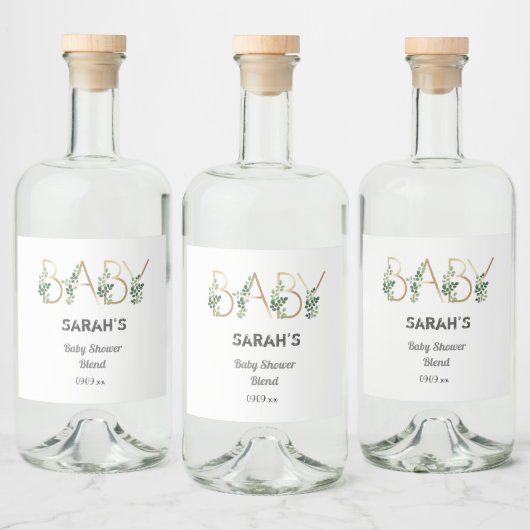 Greenery Floral Elegant Slogan Baby Shower Alkoholflaschenetikett (Flaschen)