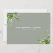 Greenery Floral Elegante Script Sage Green Dankeskarte (Rückseite)
