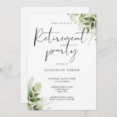 Greenery Floral Elegantes Script Retirement Party Einladung (Vorne/Hinten)