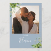 Greenery Floral Foto Dusty Blue Tischnummer (Rückseite)