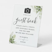 Greenery Floral Foto Guest Book Wedding Sockelschild (Vorderseite)