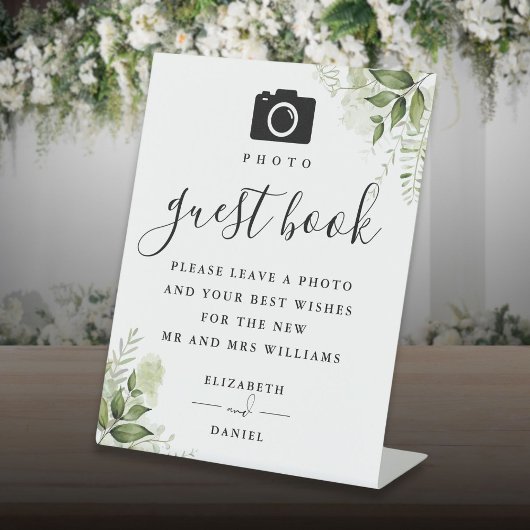 Greenery Floral Foto Guest Book Wedding Sockelschild