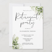 Greenery Floral Foto Script Retirement Party Einladung (Vorderseite)