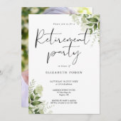 Greenery Floral Foto Script Retirement Party Einladung (Vorne/Hinten)