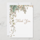 Greenery Floral Garland Script Elegante Hochzeit Dankeskarte (Vorderseite)