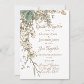 Greenery Floral Garland Script Elegante Hochzeit Einladung (Vorderseite)