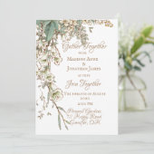 Greenery Floral Garland Script Elegante Hochzeit Einladung (Stehend Vorderseite)