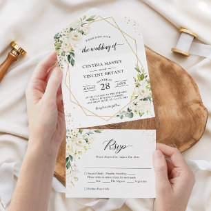 Greenery Floral Geometric (kein ENV erforderlich)  All In One Einladung