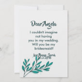 Greenery Floral Gold Foil Blätter Bridesmaid Einladung (Rückseite)