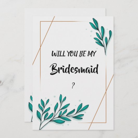 Greenery Floral Gold Foil Blätter Bridesmaid Einladung (Vorne/Hinten)