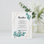 Greenery Floral Gold Foil Blätter Empfang Card Ankündigungspostkarte (Stehend Vorderseite)