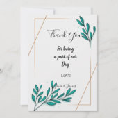 Greenery Floral Gold Foil Blätter Vielen Dank Einladung (Vorderseite)