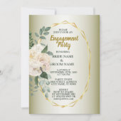 Greenery Floral Gold Geometric Engagement Party Einladung (Vorderseite)