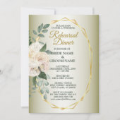 Greenery Floral Gold Geometric Rehearsal Dinner Einladung (Vorderseite)