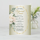 Greenery Floral Gold Geometric Rehearsal Dinner Einladung (Stehend Vorderseite)