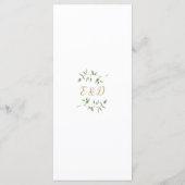 Greenery Floral Gold Monogram Wedding Dinner Menükarte (Rückseite)