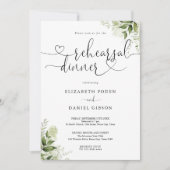 Greenery Floral Heart Script Probe Dinner Einladung (Vorderseite)
