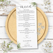 Greenery Floral Heart Script Wedding Dinner Menükarte
