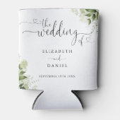 Greenery Floral Heart Script Wedding Dosenkühler (Vorderseite)