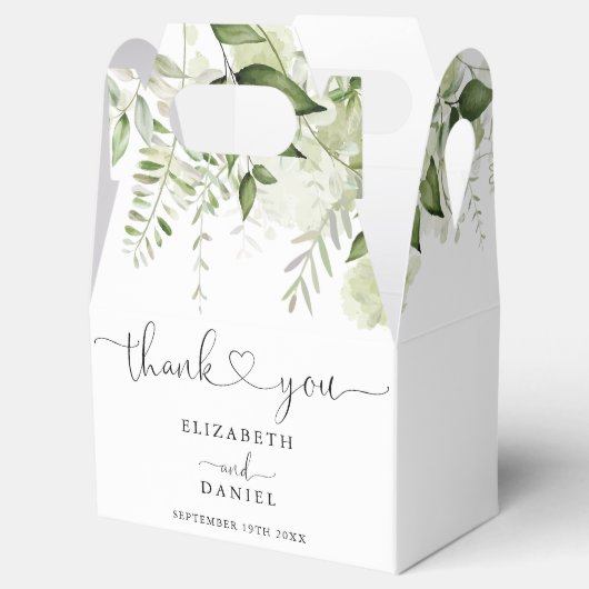 Greenery Floral Heart Script Wedding Geschenkschachtel (Geöffnet)