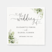 Greenery Floral Heart Script Wedding Serviette (Vorderseite)