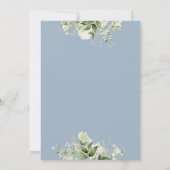 Greenery Floral Hearts Script Dusty Blue Wedding Einladung (Rückseite)