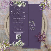Greenery Floral Lila QR Code Wedding Einladung