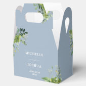 Greenery Floral Modern Dusty Blue Wedding Geschenkschachtel (Geöffnet)