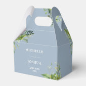 Greenery Floral Modern Dusty Blue Wedding Geschenkschachtel (Vorderseite)