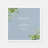 Greenery Floral Modern Dusty Blue Wedding Serviette (Vorderseite)
