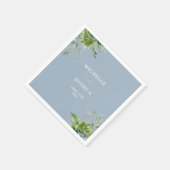 Greenery Floral Modern Dusty Blue Wedding Serviette (Ecke)