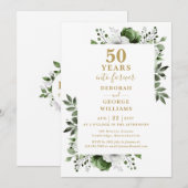 Greenery Floral Monogram, 50. Hochzeitstag Einladung (Vorne/Hinten)