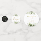 Greenery Floral Monogram Black and Gold Wedding Konfetti (Rückseiten)