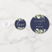 Greenery Floral Monogram Navy Blue Wedding Konfetti (Vorderseiten)