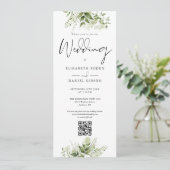 Greenery Floral Monogram QR Code Wedding Einladung (Stehend Vorderseite)