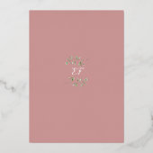 Greenery Floral Monogram Taufe Rose Gold Folieneinladung (Rückseite)